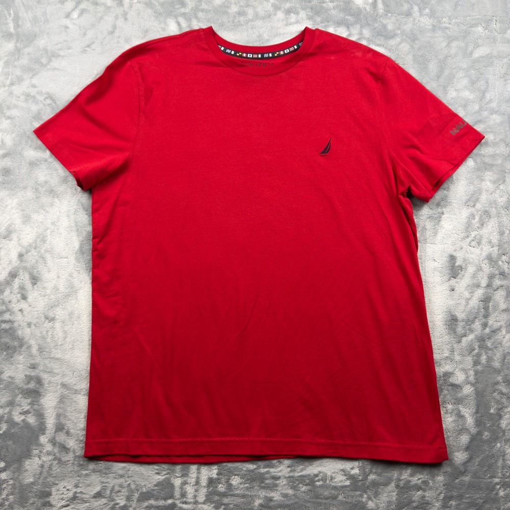 Nautica Mens XL Red Performance Tee Short Sleeve Cotton Blend Stretch T-Shirt